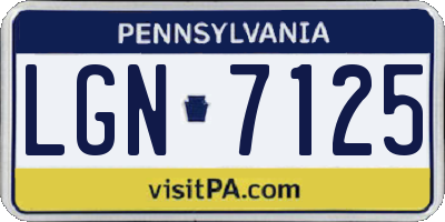 PA license plate LGN7125
