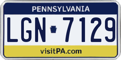 PA license plate LGN7129
