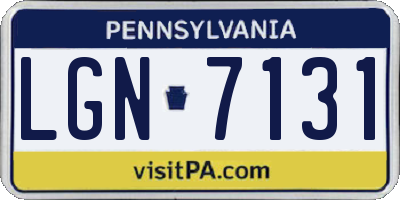 PA license plate LGN7131