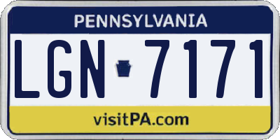 PA license plate LGN7171