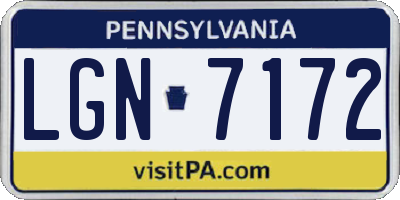 PA license plate LGN7172