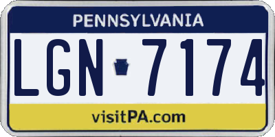 PA license plate LGN7174