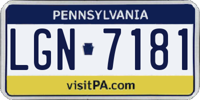 PA license plate LGN7181