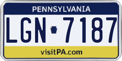 PA license plate LGN7187