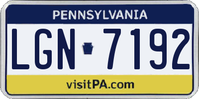 PA license plate LGN7192