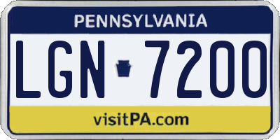 PA license plate LGN7200