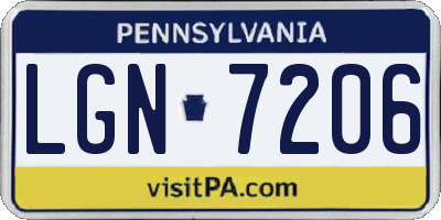PA license plate LGN7206