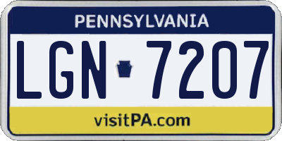 PA license plate LGN7207
