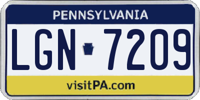 PA license plate LGN7209
