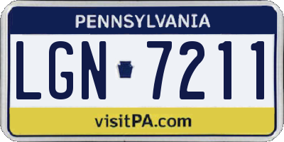 PA license plate LGN7211