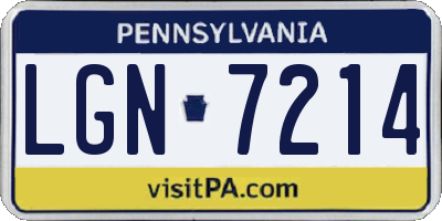 PA license plate LGN7214