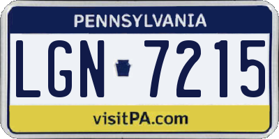 PA license plate LGN7215