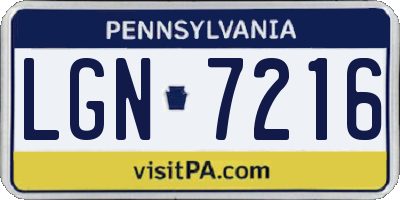 PA license plate LGN7216