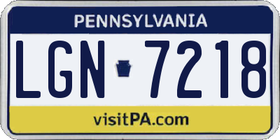 PA license plate LGN7218