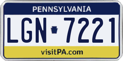 PA license plate LGN7221