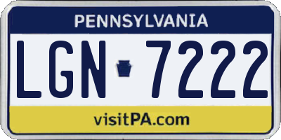 PA license plate LGN7222