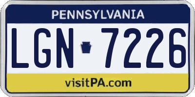 PA license plate LGN7226