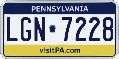 PA license plate LGN7228