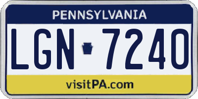 PA license plate LGN7240