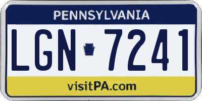 PA license plate LGN7241