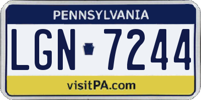 PA license plate LGN7244