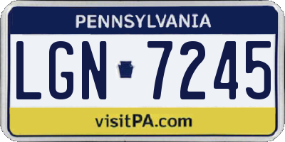 PA license plate LGN7245
