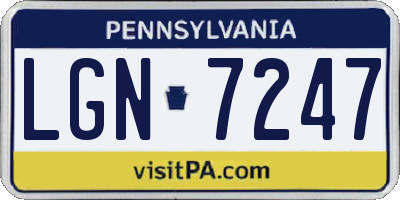 PA license plate LGN7247