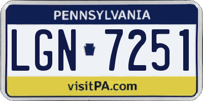 PA license plate LGN7251