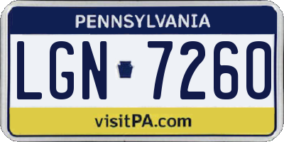 PA license plate LGN7260
