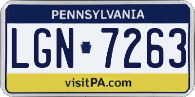 PA license plate LGN7263