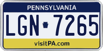 PA license plate LGN7265