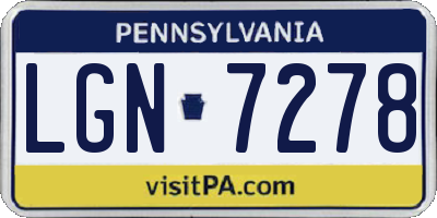 PA license plate LGN7278