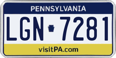 PA license plate LGN7281