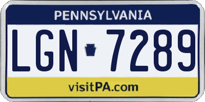 PA license plate LGN7289