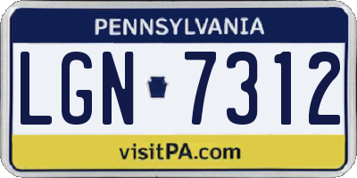 PA license plate LGN7312
