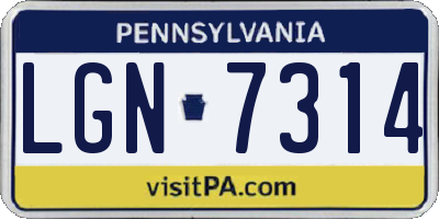 PA license plate LGN7314