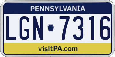 PA license plate LGN7316