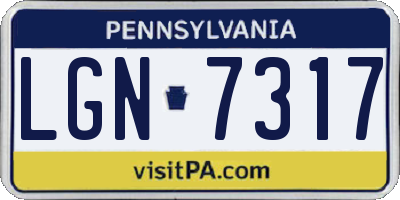 PA license plate LGN7317