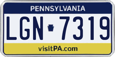 PA license plate LGN7319