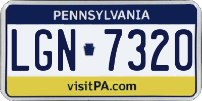 PA license plate LGN7320
