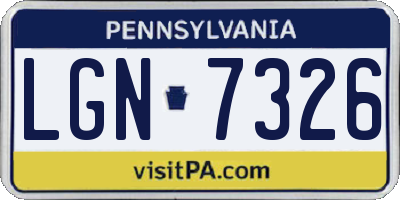 PA license plate LGN7326