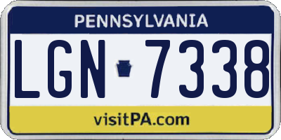 PA license plate LGN7338