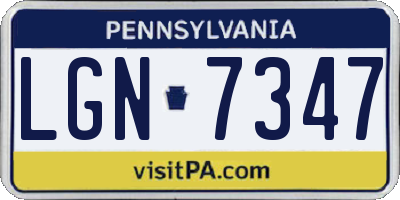 PA license plate LGN7347