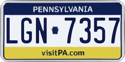 PA license plate LGN7357