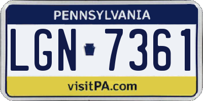PA license plate LGN7361
