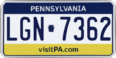 PA license plate LGN7362
