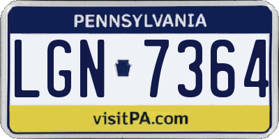 PA license plate LGN7364