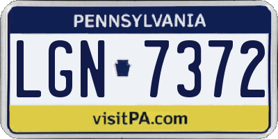PA license plate LGN7372