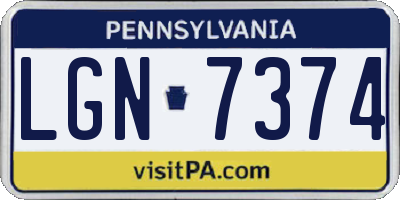 PA license plate LGN7374