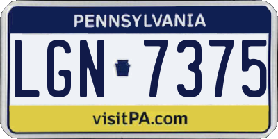 PA license plate LGN7375